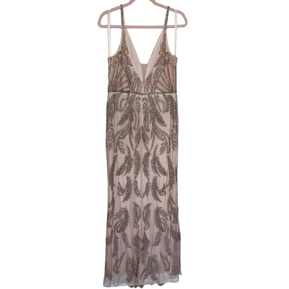 Mac Duggal Gown Dress Size 10 V Neck Sequined Beaded Embellished 6015 $598 - Picture 15 of 16